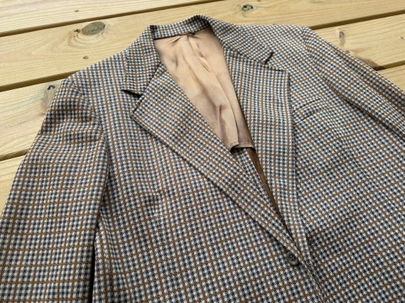 1970s Mens Brown Checked Suit Jacket Size 43R Vin… - image 3