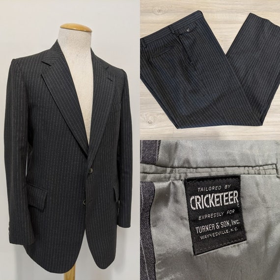 Vintage 1970's Men's Grey Wool Suit Two-Piece Suit