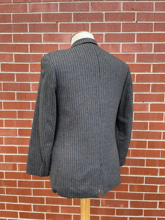 Vintage 1960's Men's Grey Striped Wool Suit Jacke… - image 2