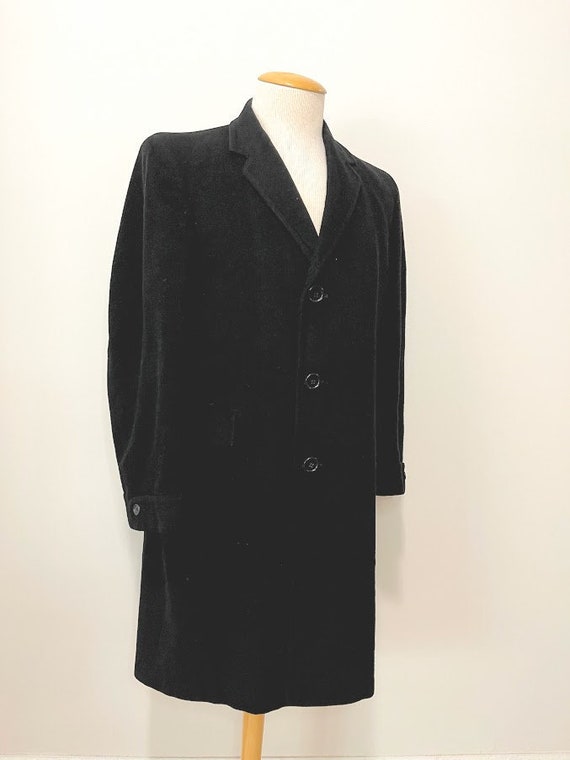 Vintage 1950's Men's Black Overcoat Wool Overcoat