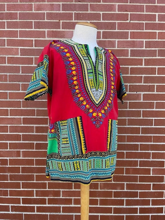 Vintage Men's Cotton African Dashiki Shirt, Size L