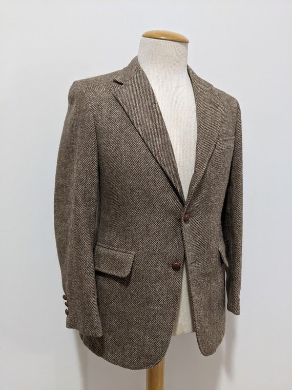 Vintage 1970's Men's Brown Wool Twill Suit Jacket