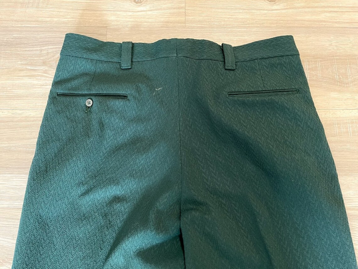 Vintage 1970's Men's Green Polyester Trousers | Etsy