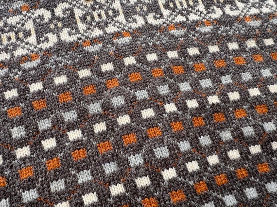 1970s Mens Grey Acrylic Fair Isle Sweater Size Me… - image 4