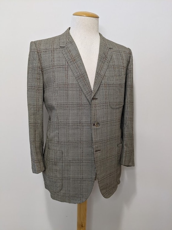 Vintage 1960's Men's Lightweight Wool Plaid Suit J
