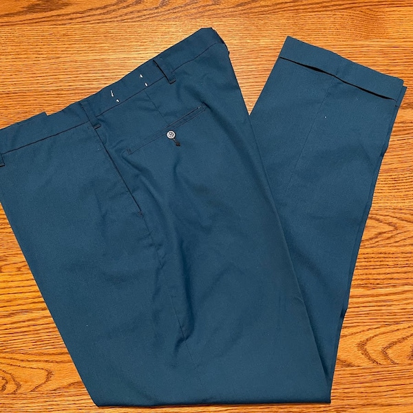 Vintage 1960's Men's Blue Permanent Press Pants, Size 38 x 30, 60's Men's Pants, 60's Men's Trousers, Rockabilly Pants, Retro Pants