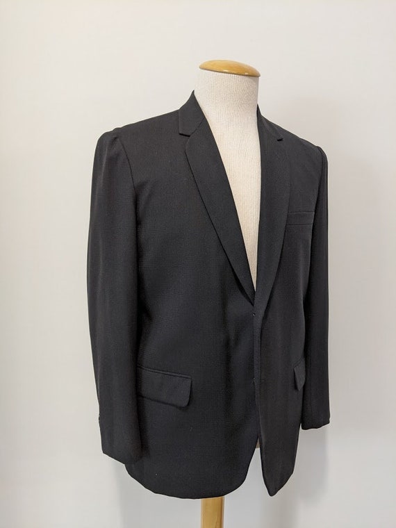 Vintage 1950's Black Wool Plaid Suit Jacket Plaid