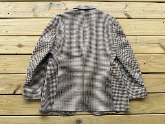 1970s Mens Brown Checked Suit Jacket Size 43R Vin… - image 2