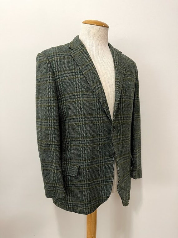 Vintage 1960's Men's Green Plaid Suit Jacket 60's