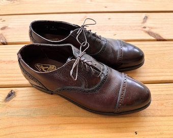 Vintage Maroon Leather Hy-test Steel Toe Safety Dress Shoes/unworn 