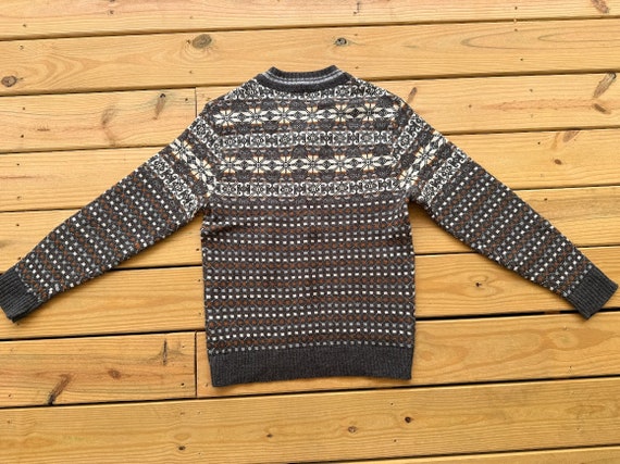 1970s Mens Grey Acrylic Fair Isle Sweater Size Me… - image 2