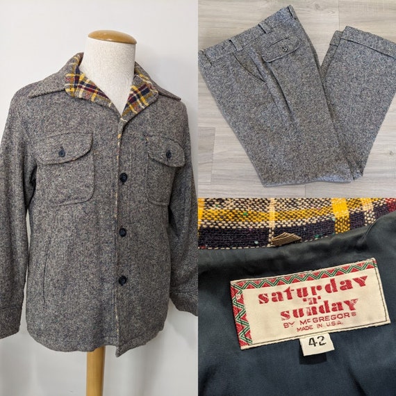 Vintage 1970's Men's Tweed Leisure Suit Suit Men T