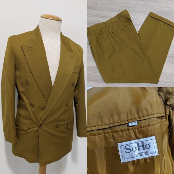 Vintage 1980's Men's Bronze Double-Breasted Two-Pi