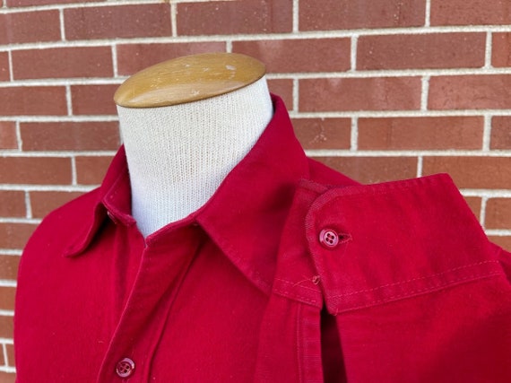 Vintage Men's Red Cotton Flannel Woolrich Button-… - image 5