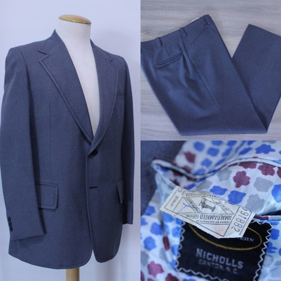 Vintage 1970's 70's Men's Grey Suit Two-Piece Suit
