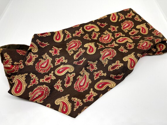 Cream and Gold Abstract Paisley Ascot Cravat Neck Tie by Sammy Men/'s Vintage 70/'s Brown Burgundy Black