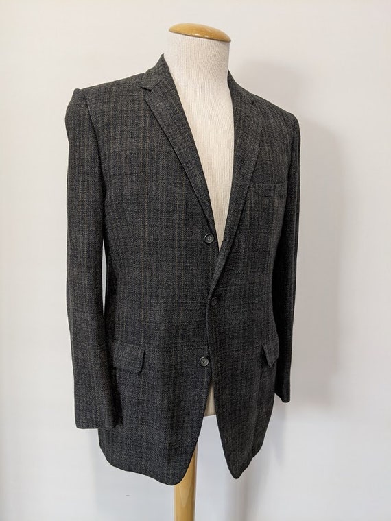 Vintage 1950's Men's Grey Wool Plaid Suit Jacket 5