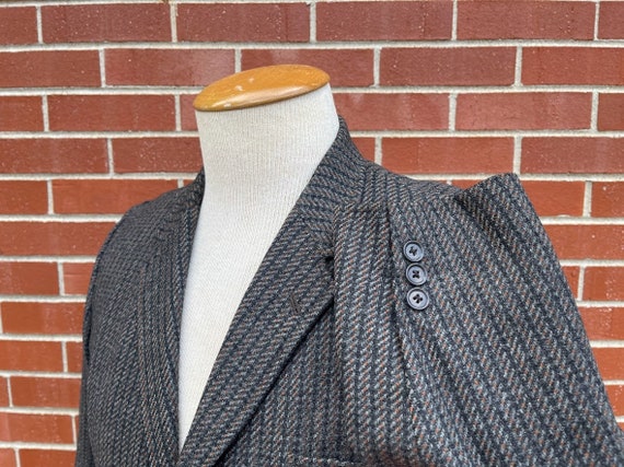 Vintage 1960's Men's Grey Striped Wool Suit Jacke… - image 4