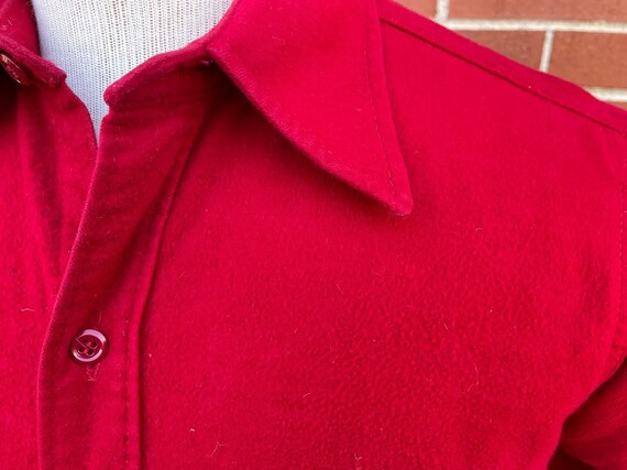 Vintage Men's Red Cotton Flannel Woolrich Button-… - image 6