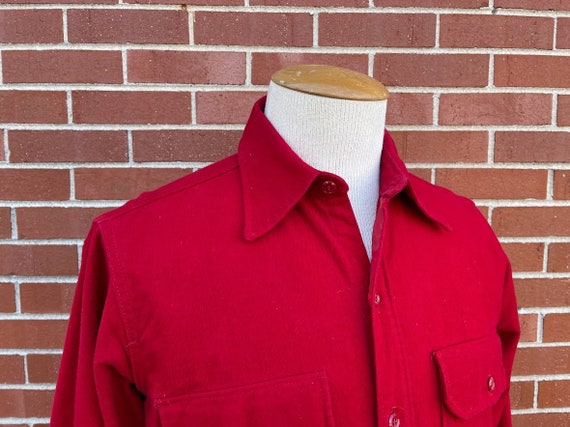 Vintage Men's Red Cotton Flannel Woolrich Button-… - image 4