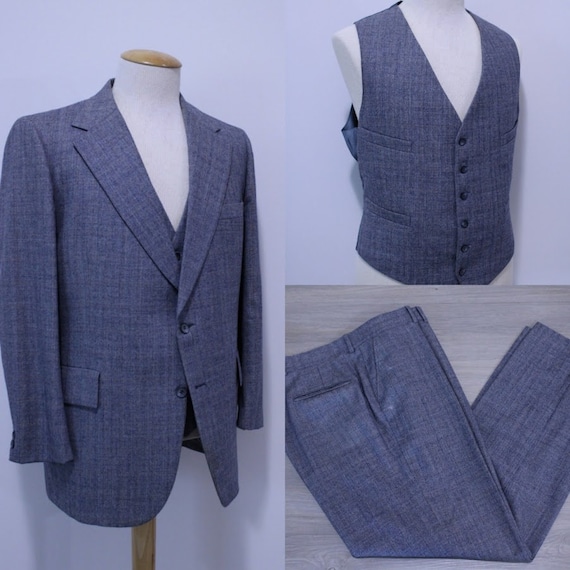 Vintage 1970's Men's Three-Piece Suit Wool Suit Gl