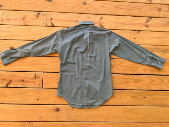 1970s Mens Blue Button-Down Dress Shirt Size Medi… - image 2