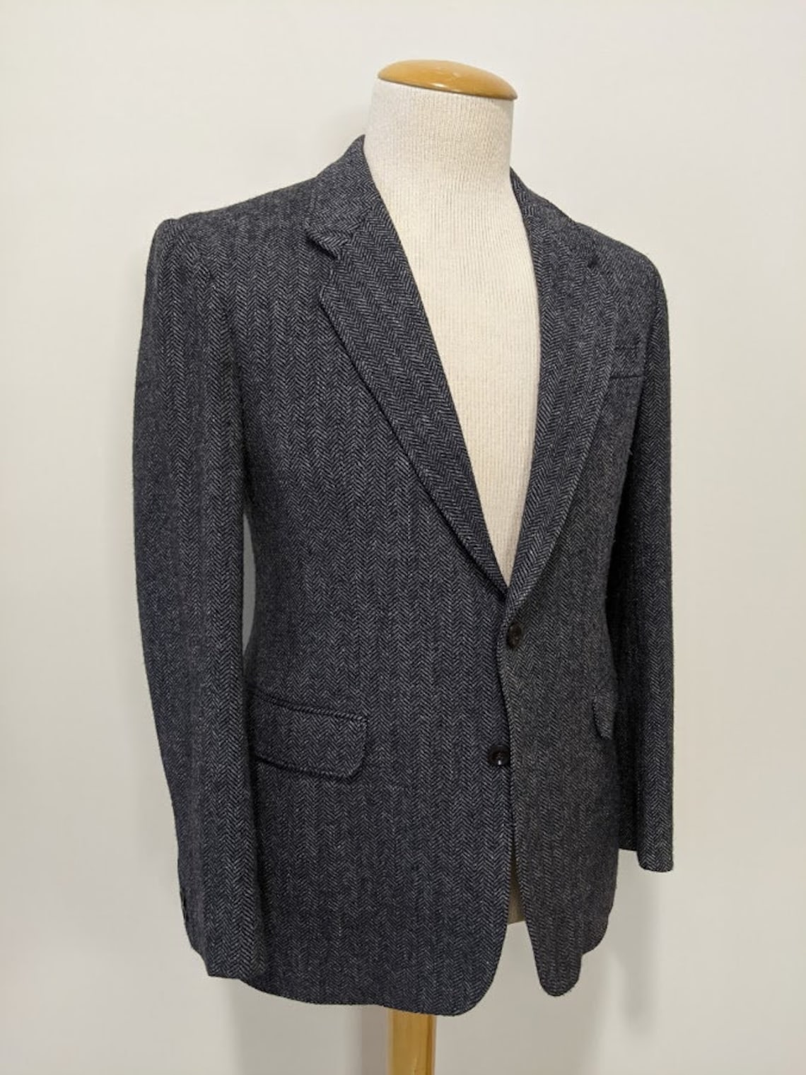 Vintage 1980's Men's Herringbone Tweed Suit Jacket | Etsy