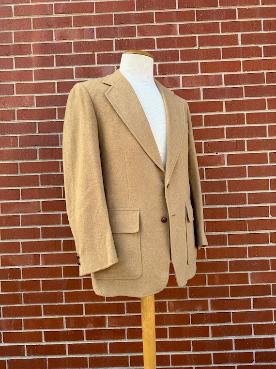 1970s Mens Beige Wool Suit Jacket Size 44R Sport C