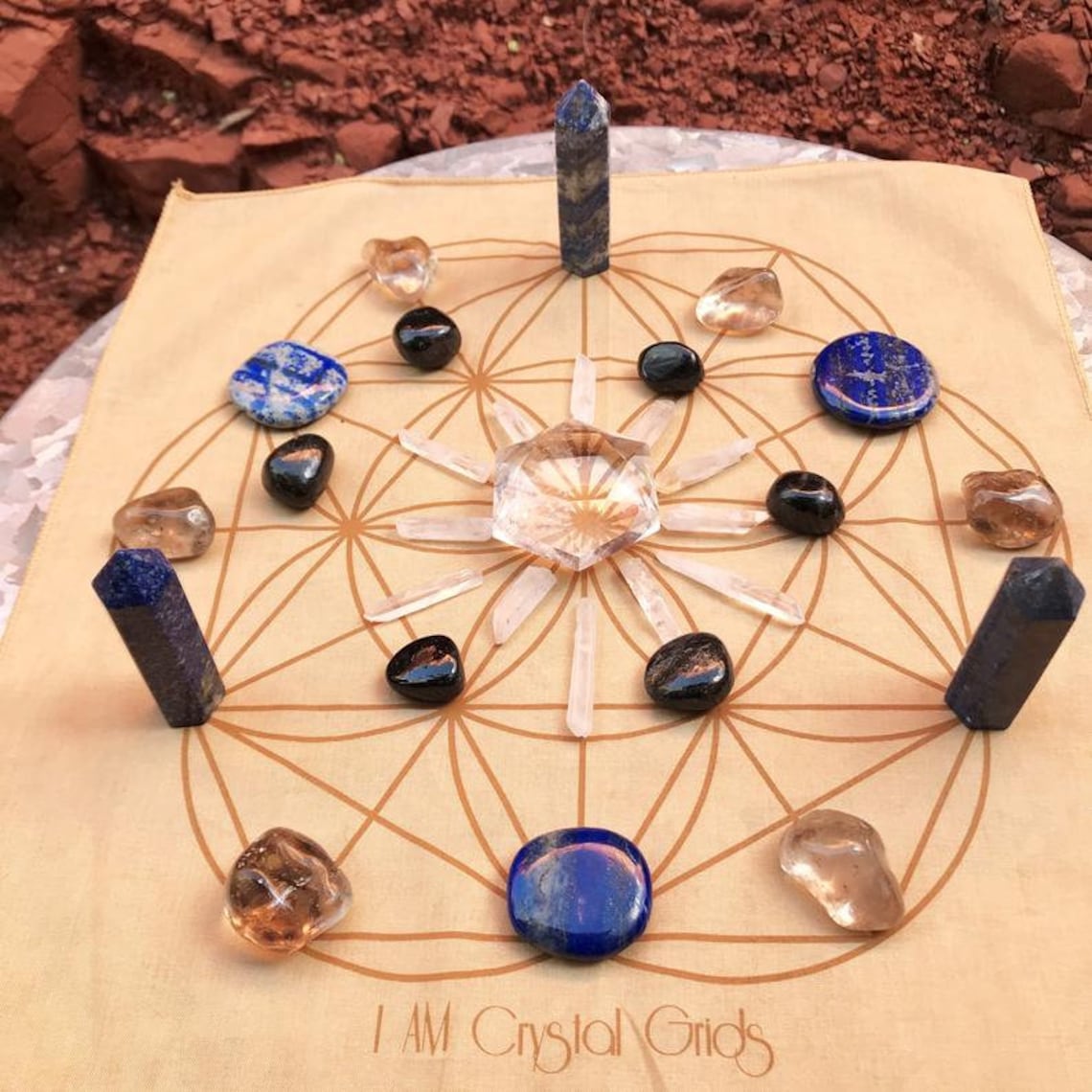 Sacred Geometry Crystal Meditation Complete Crystal Grid Etsy
