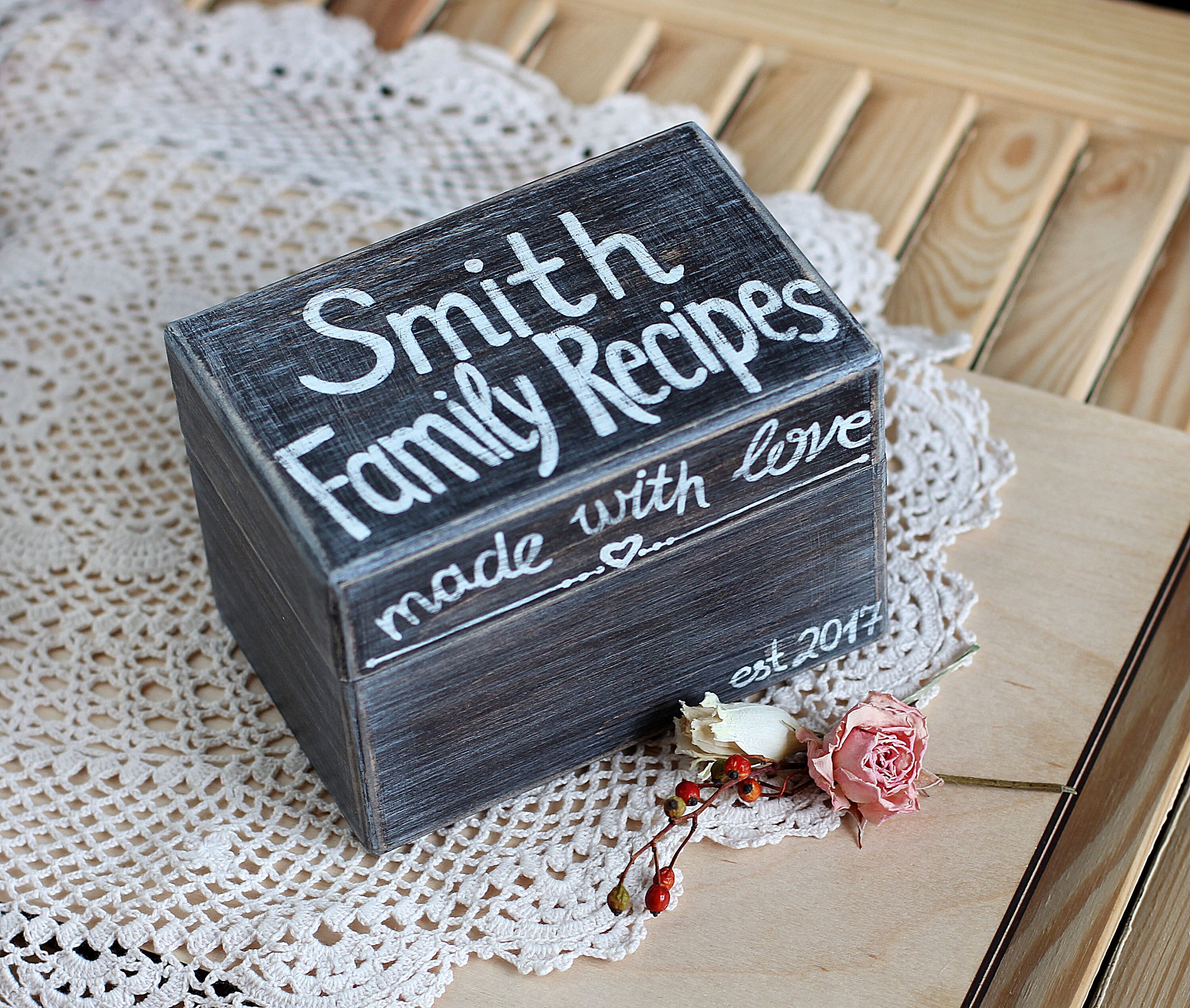 Rustic Personalized Recipe Box custom recipe box Rustic Home Etsy