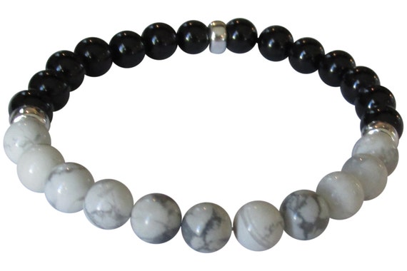 Men s Howlite Black Tourmaline Bracelet Etsy Singapore