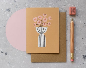 Illustrated Flowers Blank Card