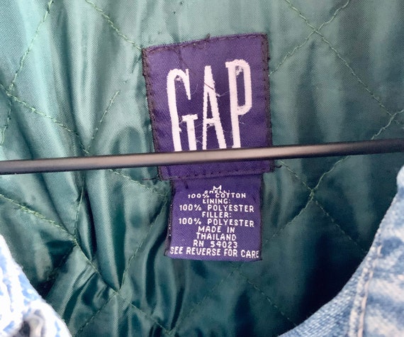 Vintage 80s 90s Gap Denim Jean Jacket Quilted - image 7