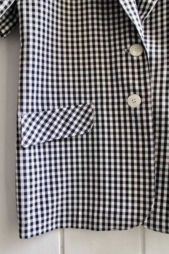 1990s Vintage Houndstooth Blazer Short Sleeve Jac… - image 4