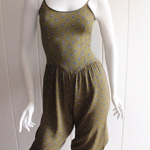 1970s Vintage Wide-leg Romper w/Feather Pattern by Mindy Malone image 5