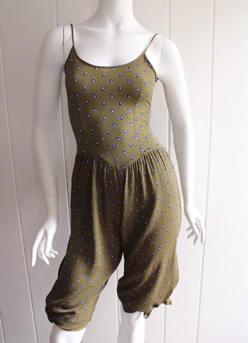 1970s Vintage Wide-leg Romper w/Feather Pattern by Mindy Malone image 5