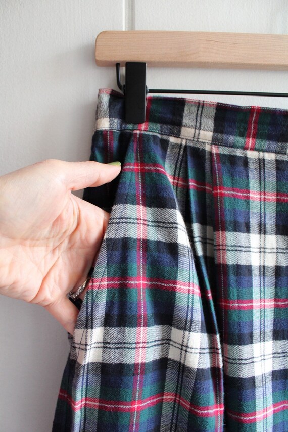 1990s Vintage Cotton Flannel Plaid Maxi Skirt by … - image 5