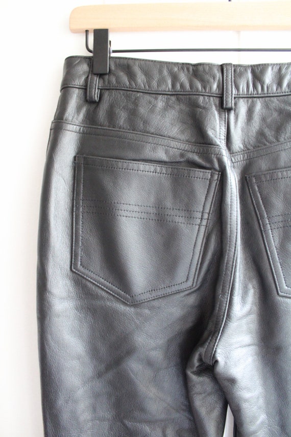 1990s Vintage Black Leather Bootcut Mid Rise Pants - image 7