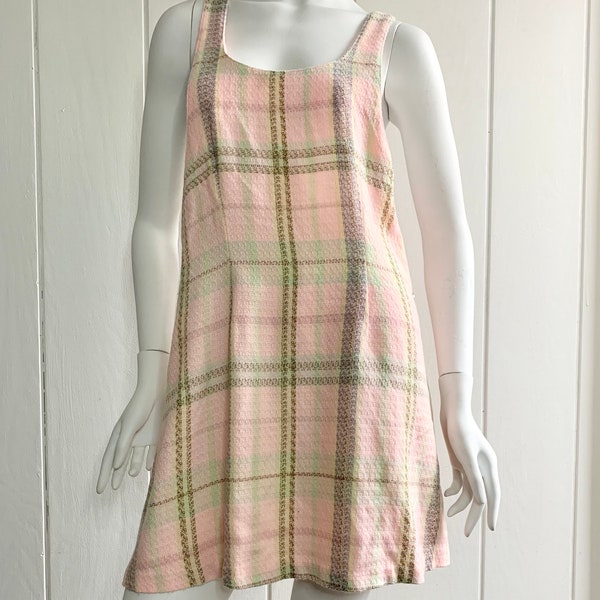 1990s Vintage Contempo Casuals Plaid Jumper Dress