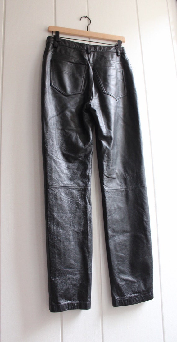 1990s Vintage Black Leather Bootcut Mid Rise Pants - image 6