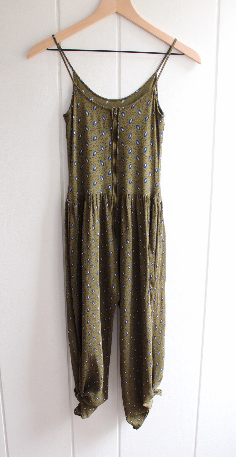 1970s Vintage Wide-leg Romper w/Feather Pattern by Mindy Malone image 9