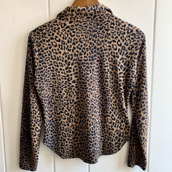 1990s Vintage Leopard Button Down Blouse - image 2