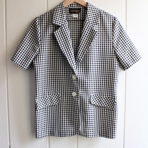 1990s Vintage Houndstooth Blazer Short Sleeve Jacket