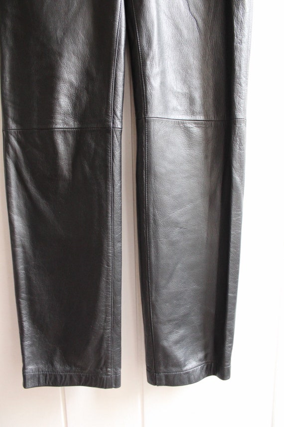 1990s Vintage Black Leather Bootcut Mid Rise Pants - image 5