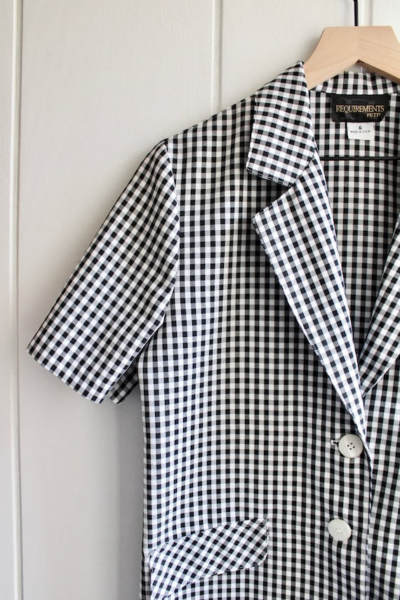 1990s Vintage Houndstooth Blazer Short Sleeve Jac… - image 3