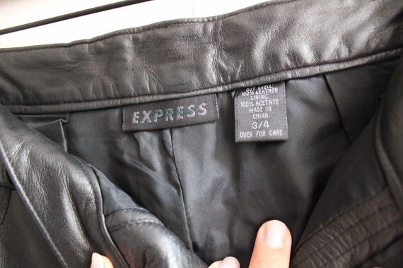 1990s Vintage Black Leather Bootcut Mid Rise Pants - image 10