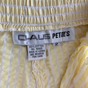 80s 90s Vintage Seersucker Pleated Shorts Yellow White Pleated image 6