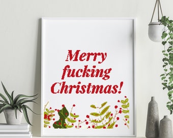 Merry F'ing Christmas Cross Stitch Pattern