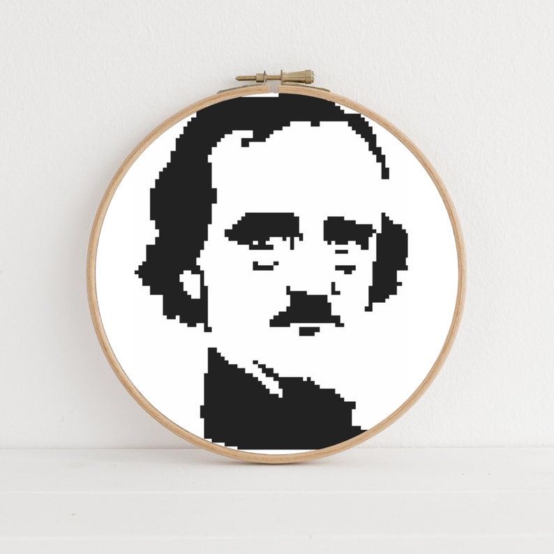 Edgar Allan Poe Cross Stitch Pattern Horror Chart image 1