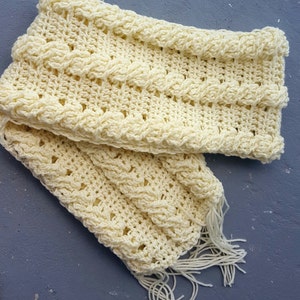CROCHET PATTERN;  Cable Crochet Scarf; Crochet Scarf Pattern; Cable Crochet; scarf pattern; crochet scarf; winter crochet pattern